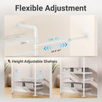 Timate S3X PLUS Closet System, Expandable Wall Mounted Closet with 6 Adjustable Shelves & 4 Expandable Hanger Rods, Industrial Pipe Clothing Rack for Hanging Clothes, Fits Spaces 6'11"- 9'10", White