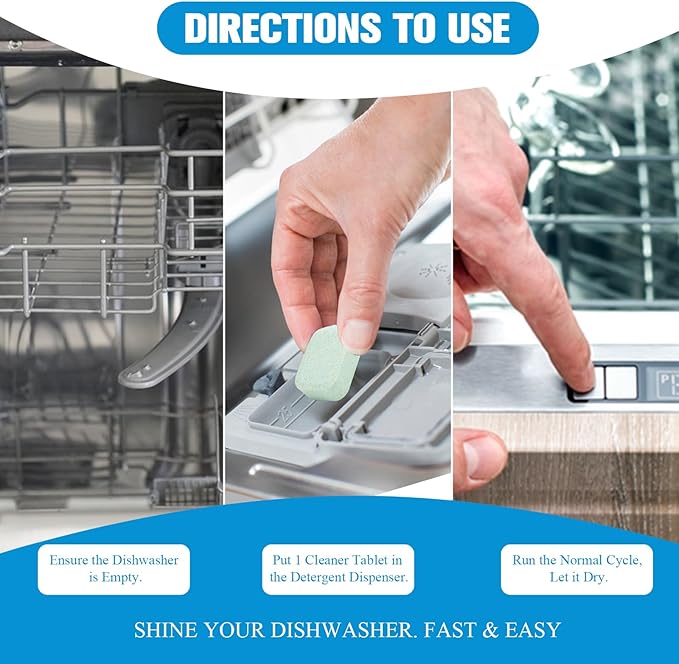 6-Pack Dishwasher Detergent and Deodorizer Tablets, Deep Clean Formula, Dishwasher Safe, Removes Scale, Odors, and Hard Water Residue (Lemon Scent)