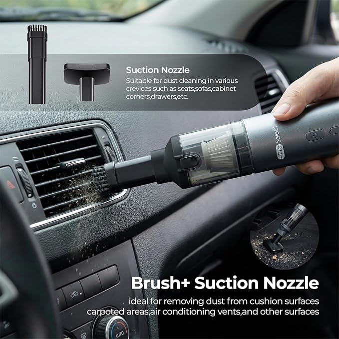 Apical Life Handheld Vacuum Cleaner, EV1396 Cordless 100W 16000Pa Strong Suction with 14–24 Min Runtime, Multi-Nozzle Design & Floor Brush for Home Cleaning, Car Detailing & Tight Spaces