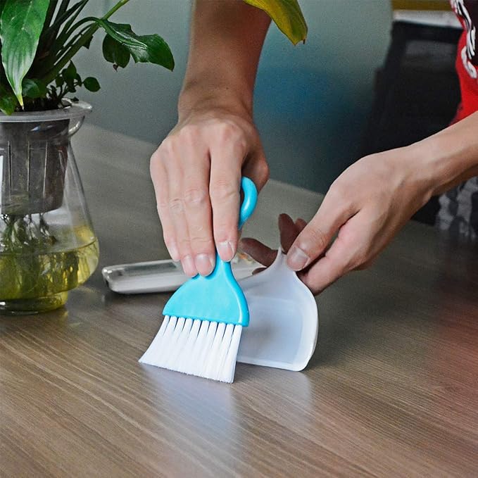 2 Pcs Mini Dustpan Set Brush for Table Whisk Brooms Small Dustpan Broom Set Mini Dust Pans with Brush Tiny Cleaning Table Sweep