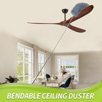 Duster with Extension Pole, Skinny Duster/Under Appliance Cleaning Tool & Spider Web Brush & Ceiling Cleaner, 100" Microfiber Feather Cleaner with Washable Head for Fan Furniture Wall