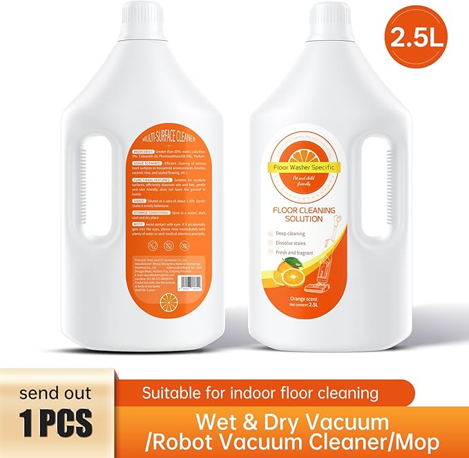 Floor Cleaning Solution Compatible With Tineco/Bissell/Dreame And Shark, Fragrance Deodorization, Deep Cleans for Multiple Hard Floors, Suitable With Cordless Wet/Dry (【Sweet Orange】, 2.51 Liter)