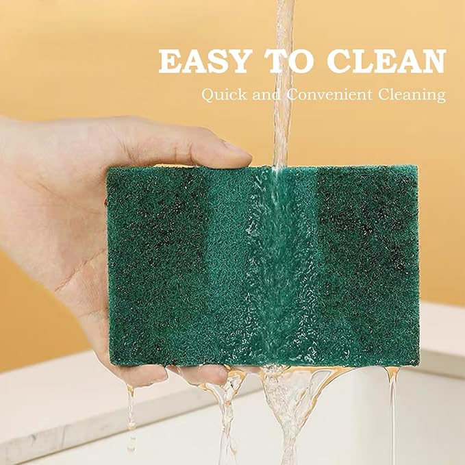 50 PCS Heavy Duty Scour Pads Sponge Dish Scrubber Green Reusable Household Scrub Pads for for Dishes, Kitchen Scrubbers & Metal Grills 4 x 6 x 0.31inch