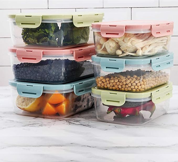 Food Containers Set with Lids Airtight - Plastic Lunch Bento Boxes - Meal Prep Containers, Microwave, Dishwasher, and Freezer Safe (Green)