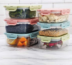 Food Containers Set with Lids Airtight - Plastic Lunch Bento Boxes - Meal Prep Containers, Microwave, Dishwasher, and Freezer Safe (Green)