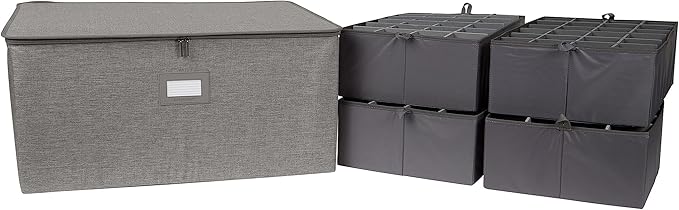 Covermates Keepsakes - Adjustable Zip-Top Storage Box - Configurable FlexGrid Compartments - Heavy Duty Polyester- Reinforced Handles - Stackable Design - Indoor Storage, Grey Heather