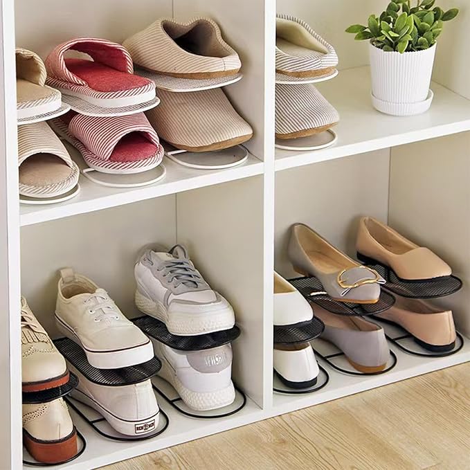 CiBiZi Shoe Slots Organizer 20Pack Metal Shoe Stackers for a Pair of Shoes Double Layer Shoe Holder Shoe Storage Closet Organizers Shoe Space Saver Organizador de Zapatos Black