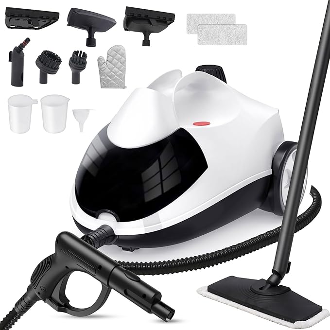 Steam Cleaner 1.5L Steamer for Cleaning Fast Heating 6-in-1 Multi-Surface with 8 Accessories UL499 Certified Heavy Duty Steam Cleaner for Home, Car, Floors, Sofas, Tiles, Grout Steam Cleaners