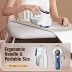 DBC Fabric Shaver with 15000r/Min Powerful Motor, LED Display, 3-Speeds, 6-Leaf Blades, Large Shaving Head Lint Remover for Clothes, Lint Ball, Furniture, Fuzz - Blue & White