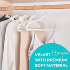 HOUSE DAY Premium Velvet Hangers 50 Pack, Non-Slip Flocked Felt Hangers, Sturdy Clothes Hangers with 360° Rotatable Hook, Heavy Duty Coat Hanger, Durable Slim White Hanger for Closet Space Saving
