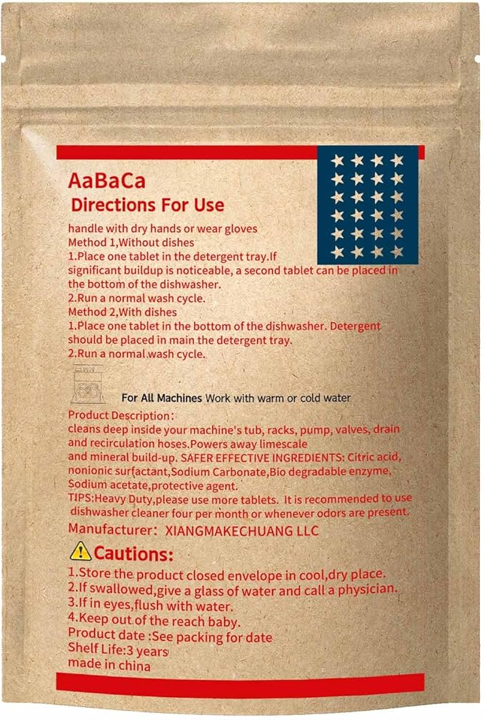 Dishwasher Cleaner Tablets 90 Counts Mint Fresh Tabs Deep Cleans inside 360° Grease Limescale Cleaning More Active Eco Friendly Plastic Free Long Lasting,Cleans The Machine Not The Dishes