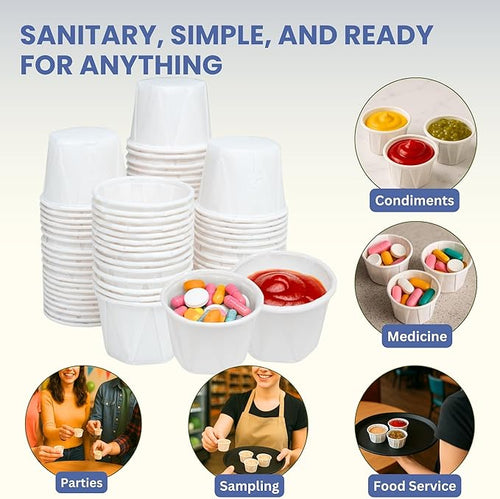 1 Oz Paper Souffle Cups (5000 Pack) Disposable Portion Cups for Ketchup, Condiments, Medicine, Pills, and Food Samples – Ideal for Home, Office, Catering, and Healthcare Use