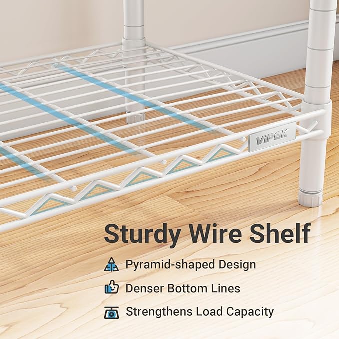 VIPEK V50 White Closet Rack, Extra Large Heavy-Duty Freestanding Wardrobe with Adjustable Shelves for Bedroom, Apartment, Walk-in Closet, 1300 lb Capacity