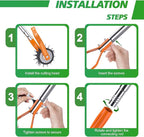 Wheel Rotary Edger Lawn Tool, Sidewalk 66.7Inch Manual Lawn Edger, Grass Edge Trimmer, Adjustable Stainless Steel Handle with Cushion Grip,Soil,Garden and Yard Tool,Orange