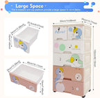 Rolling Parrot Plastic Dresser Storage Cabinet w/Lock, 6 Drawers Plastic Drawers Dresser Closet Drawers Tall Dresser Organizer for Clothes Playroom Bedroom Furniture, Multi-Color