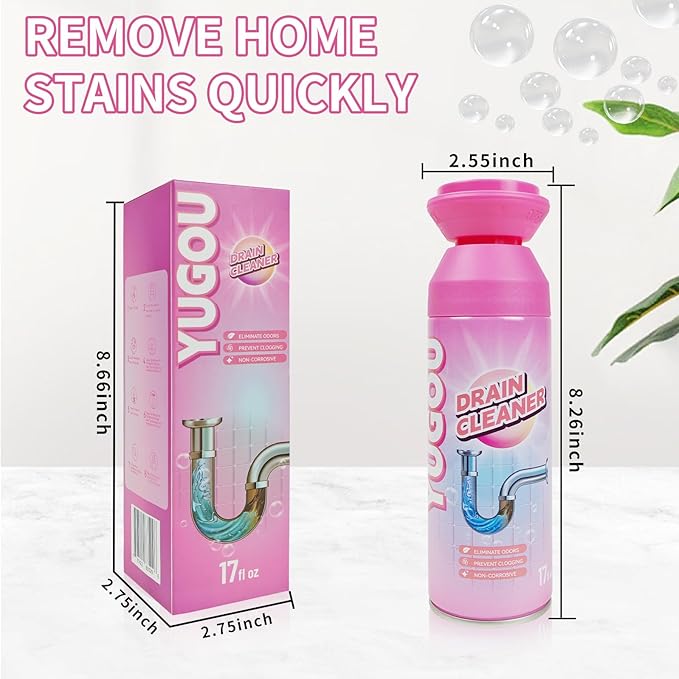 Foaming Drain Cleaner, Sink Cleaner and Deodorizer, Drain Clog Remover for Kitchen Sinks, Shower Drains, Tubs (1pcs)