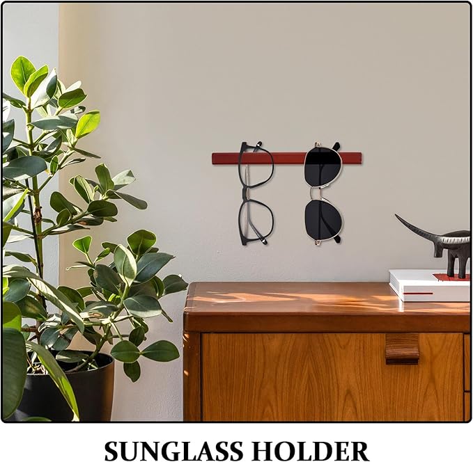 Sunglasses Wall Organizer: Wall Mounted Eyeglass Storage Organizer Rack - 28cm/11 Spectacle Glasses Holder for Organizing Eyewear in Bedroom, Or Dorm, Coffee