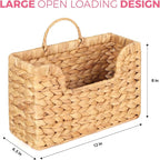 Handwoven Water Hyacinth Wall Magazine Holder - Natural Hanging Organizer for Mail, Newspapers & Magazines, Books & Files - Decorative Boho Storage Basket for Entryway, Bathroom, Living Room, Office.