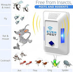 Ultrasonic Pest Control Repeller (2-Pack) Plug in Flea Rat Roach Mosquito Cockroaches Rodent Spider Scorpion Fruit Fly Insect Indoor Plug Getter Robo