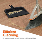 Superio Clip-On Dustpan with Rubber Lip - 10-inch Wide Durable Plastic Dust Pan with Comfort Grip Handle, (Clip-on Dustpan with Rubber Lip, Black) (Black)