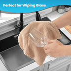 12 Pack Cleaning Cloth,Ultra Soft Absorbent Quick Drying Microfiber Cleaning Rags,No Scratches,Reusable,Washable,Lint Free Cleaning Towels for Kitchen,Window,Glass,car,11.8"×11.8"(Camel)