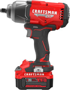 CRAFTSMAN V20 RP Impact Wrench, Cordless, Brushless, High Torque, 1/2 Inch, 4Ah Battery and Charger Included (CMCF940M1)
