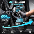 Seesii Cordless Impact Wrench 1/2 inch, High Torque 479 Ft-lbs(650Nm) Brushless Impact Gun,2500RPM w/2x4.0 Battery, 6 Sockets,8 Drill Bits, High Torque Power Impact Driver for Car Home,WH700