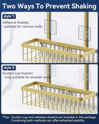 YASONIC Shower Caddy Hanging, Never Rust Shower Organizer Hanging, Aluminum Shower Racks for Inside Shower with Hooks for Razor, Bathroom Organizers and Storage with Soap Holder, Gold