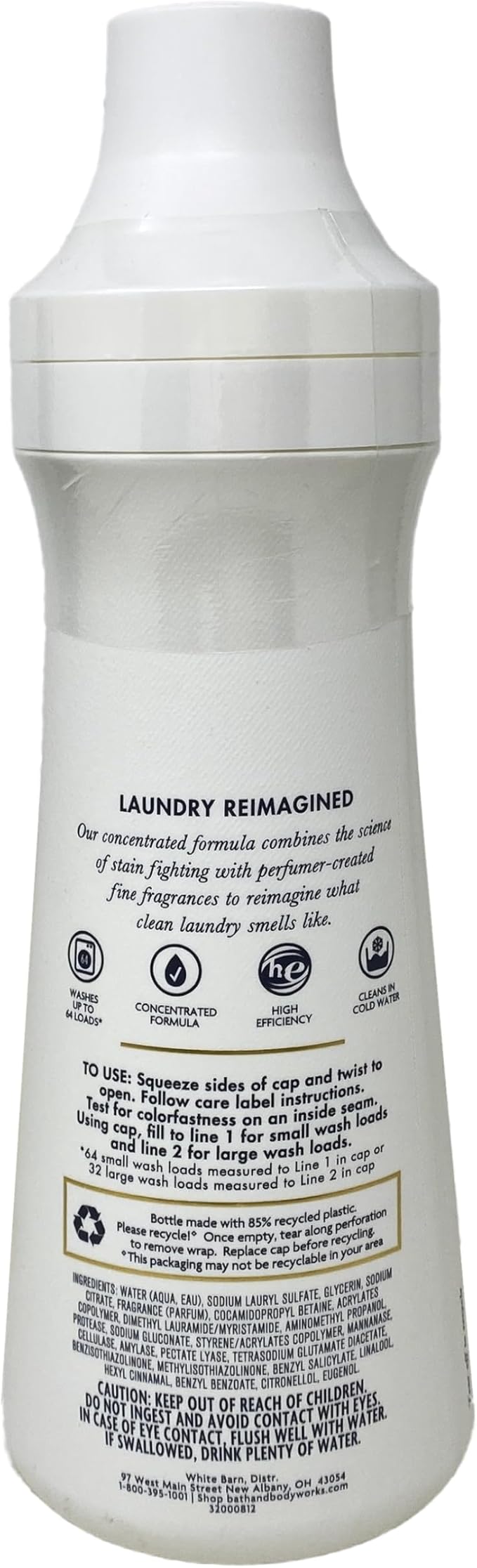 Bath & Body Works White Gardenia 2 Fabric Care Laundry Detergents with a Natural Oats Bar Soap