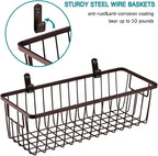 SheeChung Farmhouse Decor Metal Wire Bathroom Storage Organizer Basket Bins - for Cabinets, Shelves, Closets, Vanity Countertops, Under Sinks, Pantry, Laundry Room, Garage - Small, 2 Pack (Bronze)