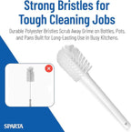 SPARTA Large Water Bottle Brush Ideal for Wide-Mouth Jars, Bottles and Tumblers, Dishwashing Tool with Handle for Home and Commercial Kitchens, Plastic, 12 Inches, White