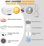 Travel Vacuum Storage Bags with Pump, Carry-on Luggage Compression Bags + Portable Electric Pump, 80% Space Saver for Clothes, Vacuum Seal Bags for Clothing Packing Travel, Pack of 9