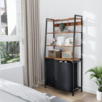 Furnulem 4 Tiers Laundry Hamper with Shelf and Hooks, Tall Laundry Basket Sorter with 2 Removable Bags, Double Clothes Hampers Organizers for Bathroom Bedroom