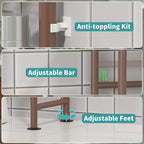 3-Tier Over The Toilet Storage Organizer, Space-Saving Bathroom Rack with Paper Holder & 4 Hooks, 64" Tall Freestanding Carbon Steel Shelf for Small Apartment Laundry Room (Bronze)