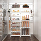 ROJASOP White Shoe Rack, Tall Metal Shoe Rack Organizer for Entryway Closet Garage, 8 Tier Large Shoe Shelf for 26-32 Pairs Boots & Shoes Storage, Space Saving Heavy Duty Shoe Stand