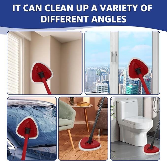 Flat Mop Head Replacements, Microfiber Mopping Pads Refills, 6-Pack Spin Mop Pads + 1 Plastic Pad &1 Scrape for Floor, Wall & Ceiling Cleaning - Fits EasyWring & RinseClean Systems