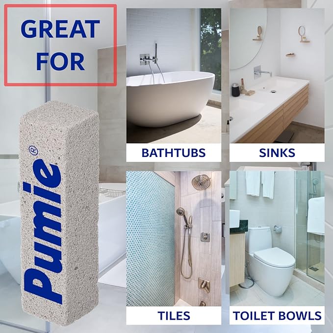 PUMIE Extra Large Pumice Scouring Stick, 2x Larger Than Regular Stick, Heavy Duty Pumice Cleaning Stone for Tough Kitchen Stains, Toilet Bowls & Rings, Extra Large Pumice Cleaning Bar for Rust & Paint