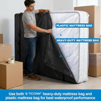 TICONN Mattress Bags for Moving, Heavy Duty Cali King Mattress Cover Storage Bag with Full-Around Handle and Adjustable Buckles (Black, Cali King)
