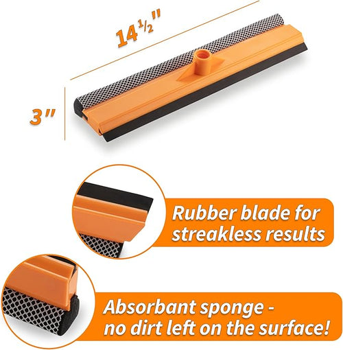 15" Window Washer Squeegee Attachment // Multi-Use Squeegee for Car and Window Cleaning Fits All Extension Poles with Standard Acme Thread // Professional Window Cleaning Tool (Pole Sold Separately)