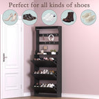 BORNOON Shoe Cabinet with 3 Flip Drawers & Coat Rack, Narrow Hidden Shoe Storage Cabinet, 2-in-1 Hall Tree Slim Freestanding Shoe Rack Organizer for Entryway, Hallway, and Living Room