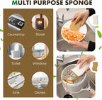 COBETE 12 Pack Natural Biodegradable Kitchen Non Scratch Sponges,Compostable Plant Based Coconut Cellulose Sponge,Eco Friendly Reusable Dish Scrubber Sponge for Pots, Pans & Household Cleaning