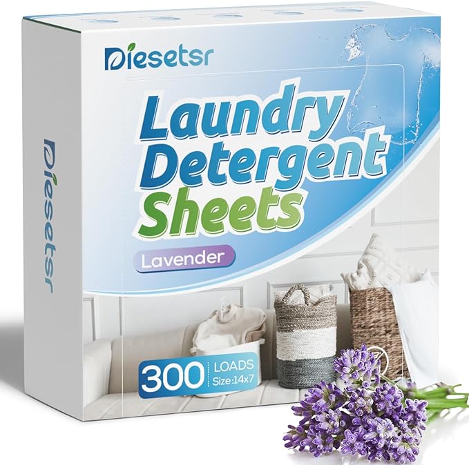 Laundry Detergent Sheets 150 Counts 300 Small Loads Travel Laundry Sheets ECO-friendly,No Plastic Clothes Washing Soap-Lavender