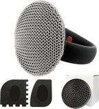 MEIXINZHI Cast Iron Cleaner, Chain Mail Scrubber & Pan Grill Scrapers - 2 in 1 Cast Iron Skillet Cleaner (Black, with mat)