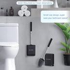 Sellemer Toilet Brush and Holder Set - Flexible Toilet Bowl Brush Head with Silicone Bristles, Compact Size for Storage and Organization, Ventilation Slots Base (4 Pack, Black)