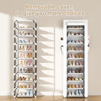 ROJASOP Shoe Rack with Covers 10 Tier Large Shoe Organizer Tall Shoe Closet Storage for 20-22 Pairs Shoe and Boot, Free Standing Shoe Rack Organizer for Closet, Entryway, Bedroom, White