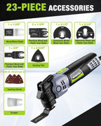WORKPRO 400W Oscillating Multi-Tool, 6-Speed Corded Power Saw with LED Light, Quick Blade Change, 3.5° Oscillation Angle, 22 Accessories for Cutting, Sanding, Scraping