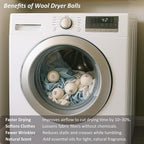 Wool Dryer Balls Laundry, L(2.3") 12 Pack, Premium Fabric Softener Ball, Reusable, Anti Static, Chemical Free Natural Wool Balls for Dryer, Laundry Dryer Balls – 100% New Zealand Wool