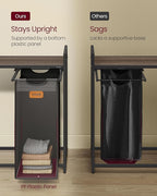 VASAGLE Laundry Hamper, Laundry Sorter Rolling Cart with Shelves, Small Side Pockets, 6 Labels, 2 Compartments, 26.4 Gal. (100 L), Ink Black and Ash Brown UBLH222BH01
