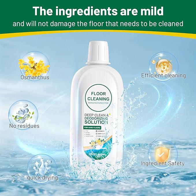 Mop Solution Osmanthus Flower Scent Compatible with Tineco Cleaning Solution, Residue & Streak Free, Suitable for All Robot Vacuum Cleaners and Wireless Wet Dry Dual-Use Vacuum Cleaners (1 bottle)