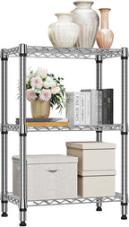 M MZG 750 lbs 3 Tier Shelf Metal Storage Shelves Shelving Wire Rack Heavy Duty Closet Organizers for Garage Kitchen Bathroom Laundry Chrome 13.8" D x 23.6" W x 35.5" H
